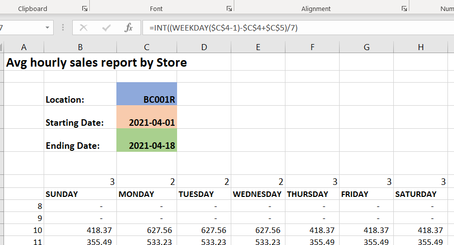 Count Of Weekdays Between Two Dates Excel